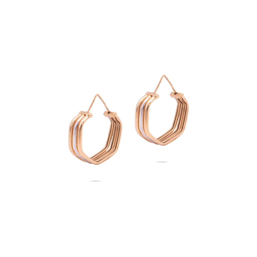 گوشواره سه لایه میترا 6 ضلعی حلقه ای