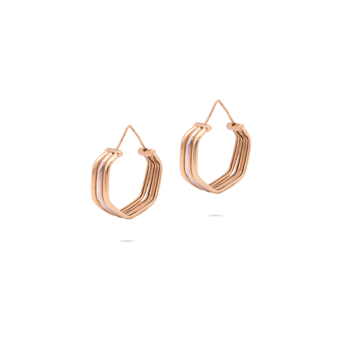 گوشواره سه لایه میترا 6 ضلعی حلقه ای