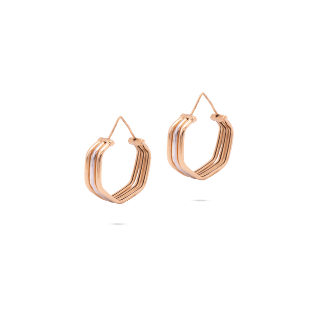 گوشواره سه لایه میترا 6 ضلعی حلقه ای